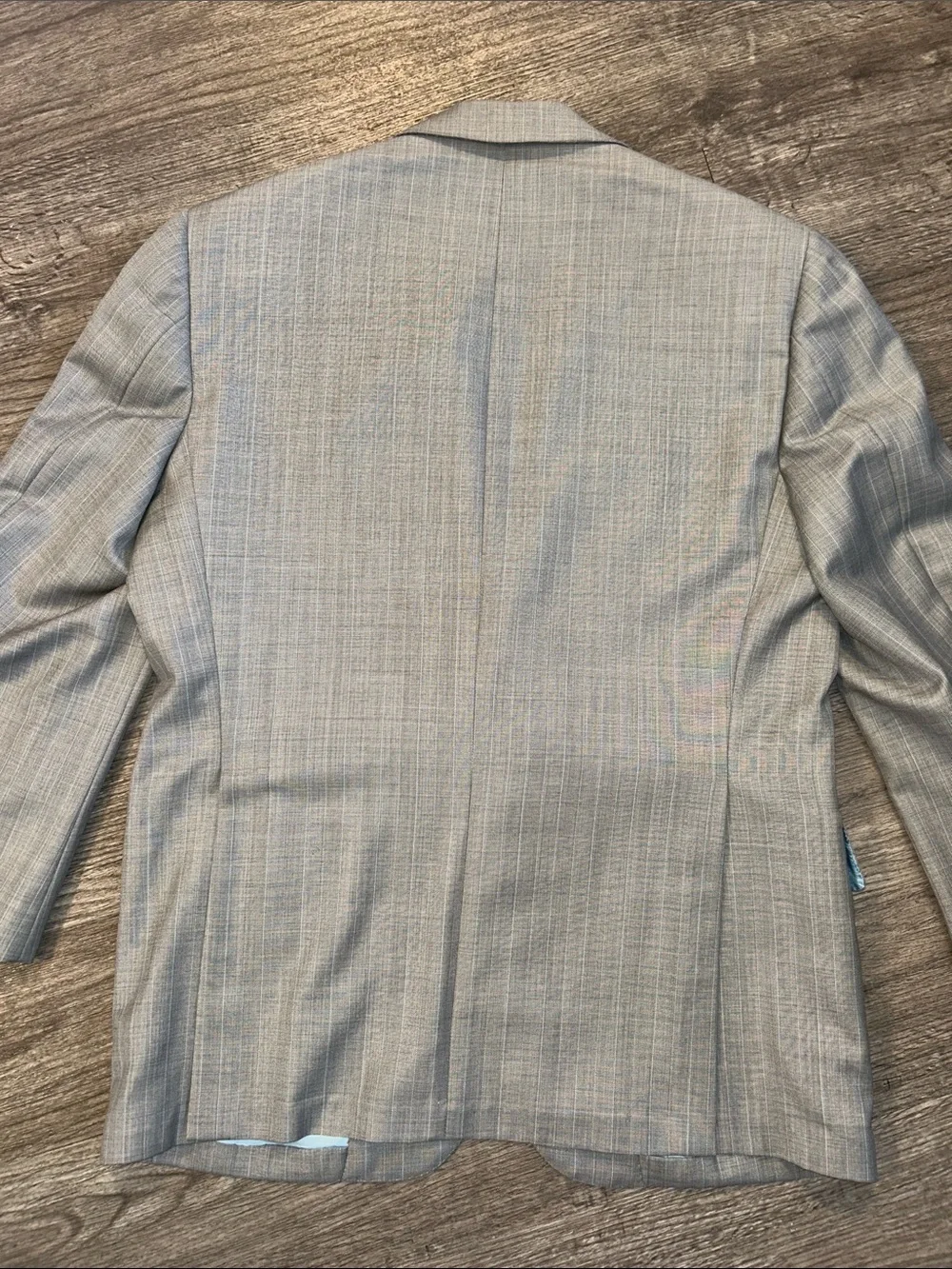 Tom James Prestige Custom Gray Pinstripe Wool Blend Suit 44R 36x28